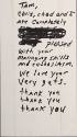 Handwritten Note from Kurt Cobain to Tam Ohrmund