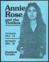 Annie Rose and the Thrillers at the Rainbow Tavern, Seattle, WA, December 14 and 21, 1980