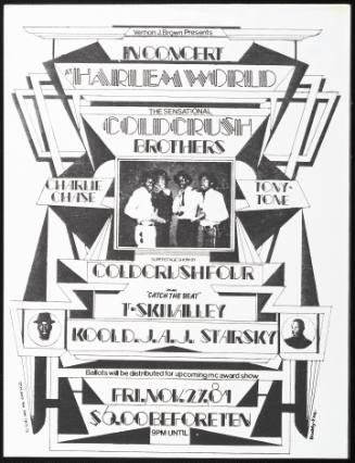 Cold Crush Brothers, Cold Crush Four, T-Skivalley, Kool DJ A.J., Starsky, at Harlem World, New York, NY, November 27, 1981