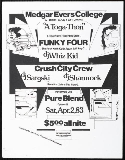 Funky Four, DJ Whiz Kid, Crush City Crew, Pure Blend, at Medgar Evers College, New York, NY, April 2, 1983