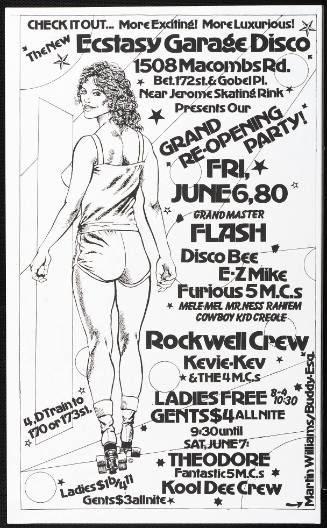 Grandmaster Flash, Disco Bee, E-Z Mike, Furious 5 M.C.s, Rockwell Crew, at the Ecstasy Garage Disco, New York, NY, June 6, 1980
