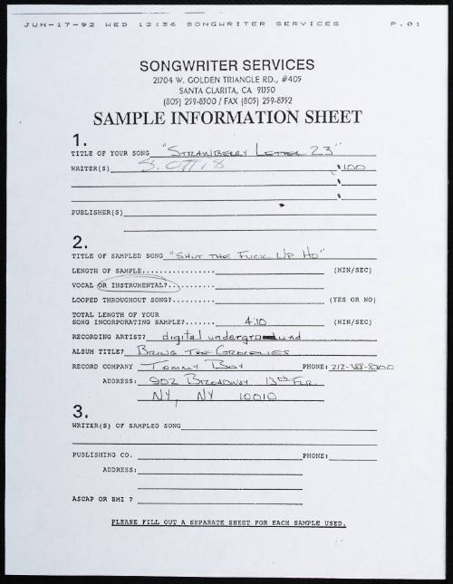 Sample Information Sheet: Strawberry Letter 23