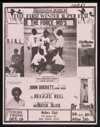 The First Winter Super Fest, The Force MD's, D.J.A.J., ChiefRocker BusyBee, Dr. Shock, John Duckett, DJ Reggie Reg, and MC Butch Slick, New Haven, CT, October 19, 1979