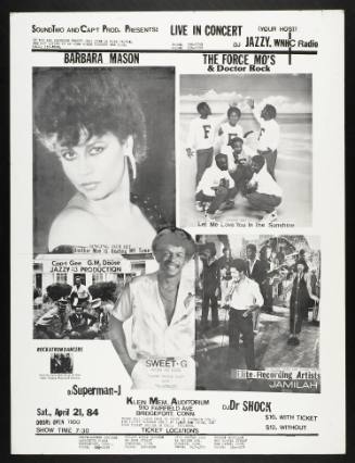 Barbara Mason, The Force MD's, DJ Superman-J, Sweet G, Jamilah, and DJ Dr. Shock, Bridgeport, CT, 1984