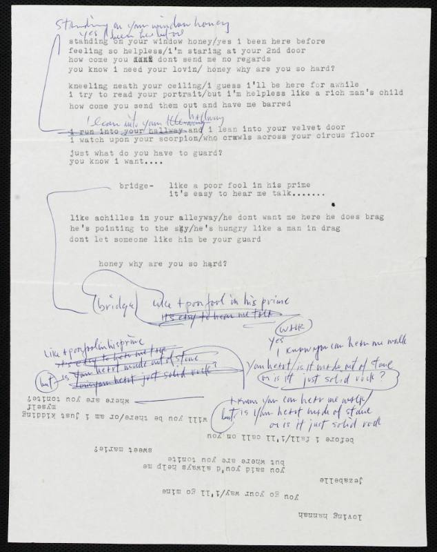 "Temporary Like Achilles", "Absolutely Sweet Marie" and "Most Likely You Go Your Way (and I'll Go Mine)":  Typewritten and Handwritten Lyrics by Bob Dylan, c. March 1966