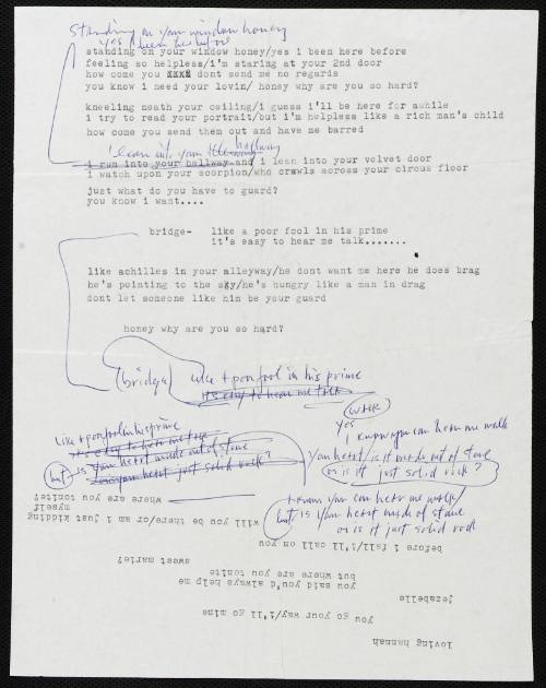 "Temporary Like Achilles", "Absolutely Sweet Marie" and "Most Likely You Go Your Way (and I'll Go Mine)":  Typewritten and Handwritten Lyrics by Bob Dylan, c. March 1966