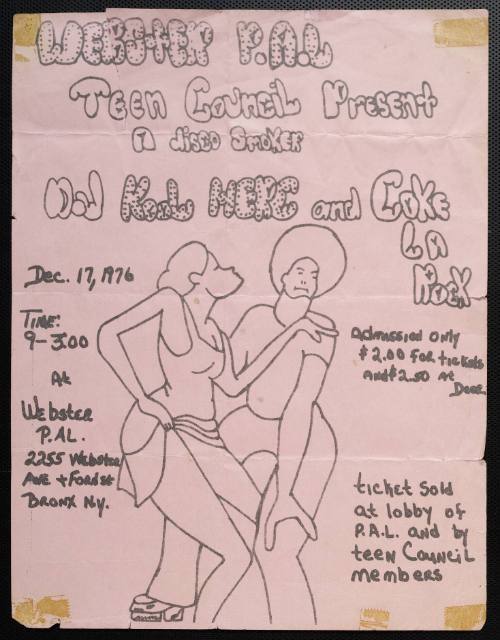 Webbly P.A.L. Teen Cuncil presents D.J. Kool Herc, Coke La Rock at Webster P.A.L., Bronx, New York, December 17, 1976