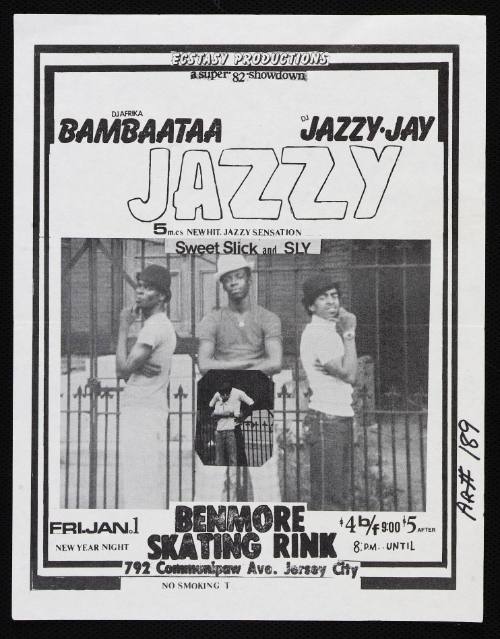 DJ Afrika Bambaataa, DJ Jazzy Jay, and Sweet Slick and Sly, Benmore Skating Rink, Jersey City, NY, January 1, 1982