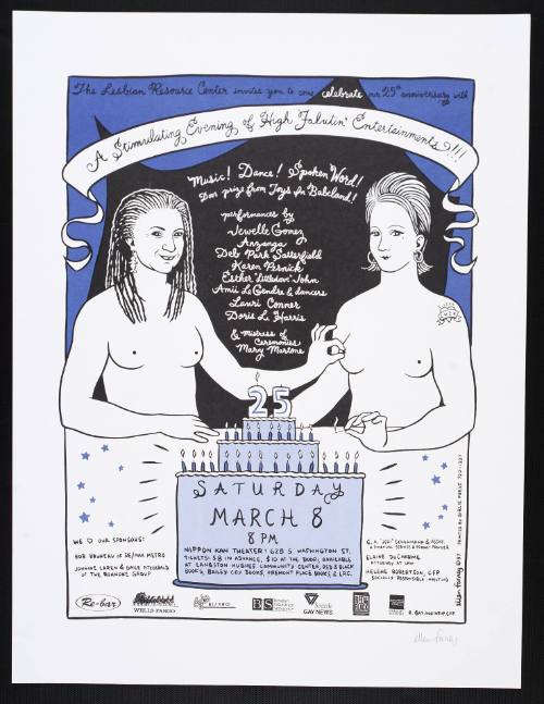 Poster for the Lesbian Resource Center’s 25th anniversary at Nippon Kan Theater, Seattle, WA, March 8, 1997