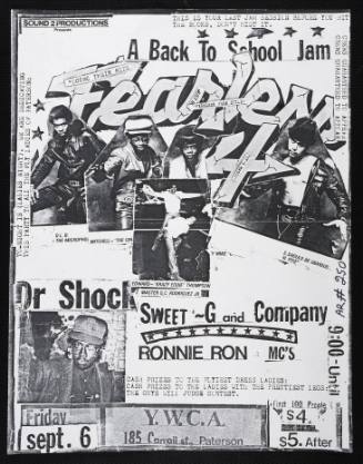 A  Back to School Jam:  Fearless 4, Dr. Shock, Sweet' ~G and Company, Ronnie Ron, at Y.W.C.A., Paterson, NJ, September 6, 1985.