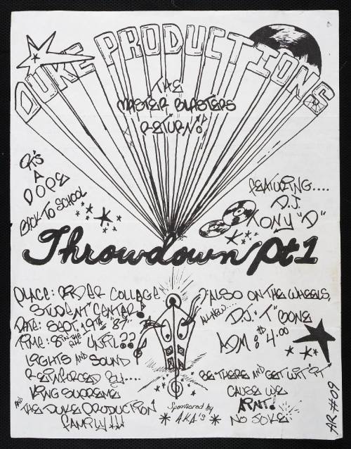 It's a Dope Back to School Throwdown Pt.1 Featuring D.J.Tony D., at Rider College, Lawrenceville, NJ, September 19, 1987
