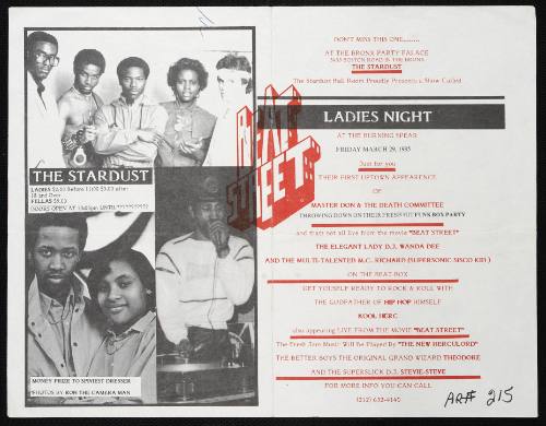 Ladies Night with Master Don & the Death Committee, D.J. Wanda Dee, and M.C. Richard, Kool Herc, at the Stardust Ball Room, Bronx, NY, March 29, 1985
