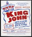 Greek Active Presents "King John" by William Shakespeare, Directed by Keenan Hollahan, at Re-Bar, Seattle, WA, February 16 - March 10, 1996