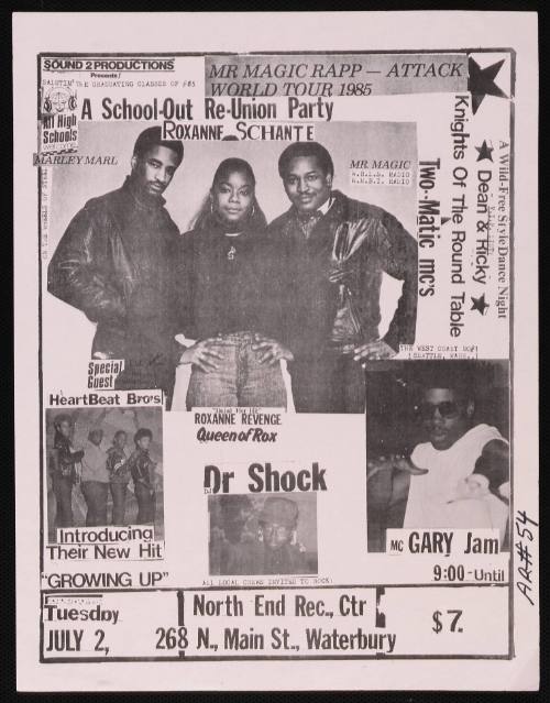 A School-Out Re-Union Party with Marley Marl, Roxanne Schante, Mr. Magic, HeartBeat Bro's, Dr. Shock and MC Gary Jam, Waterbury, CT, Tuesday, July 2