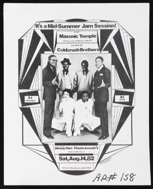 It's a Mid-Summer Jam Session at the Masonic Temple Featuring the Coldcrush Brothers, Spring Valley, NY, Saturday,  August 14, 1982