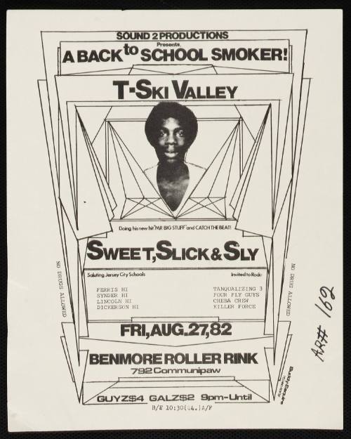 Sound 2 Productions Presents A Back To School Smoker! Featuring T-Ski Valley, Benmore Roller Rink, Jersey City, NJ August 27, 1982