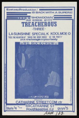 Ecstasy Productions is Back with a Super 82 "Showdown", Featuring Treacherous Three, We Rock Crew, Catharine Street Community Center, Poughkeepsie, NY, January 16, 1982