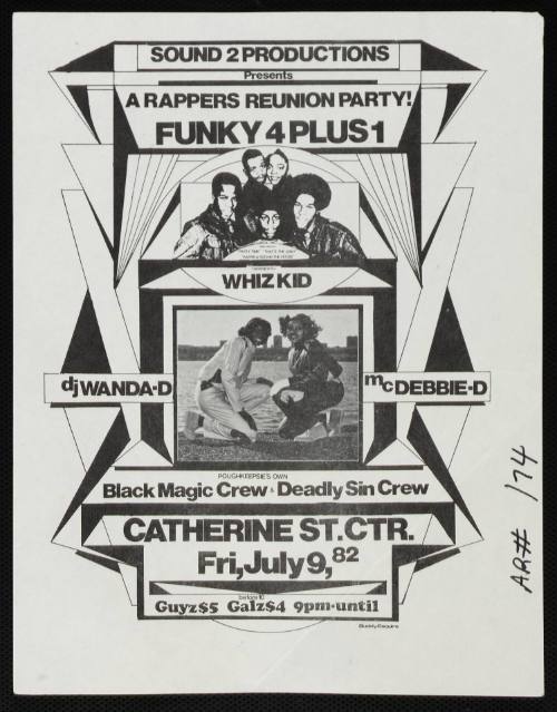 Sound 2 Productions Presents, A Rappers Reunion Party! Featuring Funky 4 Plus 1, Whiz Kid, Catherine St. Center, Poughkeepsie, NY, July 9, 1982