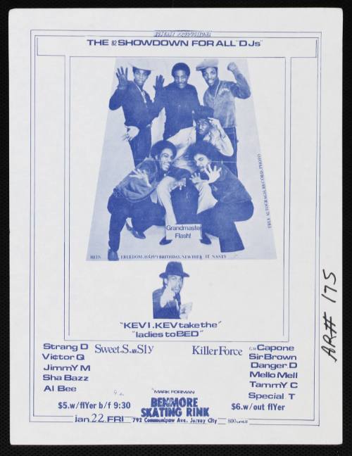 Ecstasy Productions Presents, The 82 Showdown For All "DJs", Featuring Grandmaster Flash, Kevi Kev, Benmore Skating Rink, Jersey City, NJ, February 22, 1982