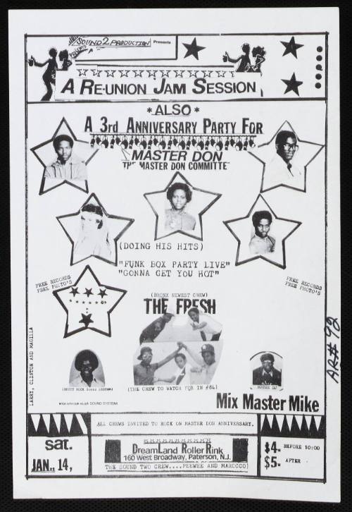 A Sound 2 Production Presents A Reunion Jam Session Also A 3rd Anniversary Party for Master Don, Dreamland Roller Rink, Paterson, NJ, January 14, 1984