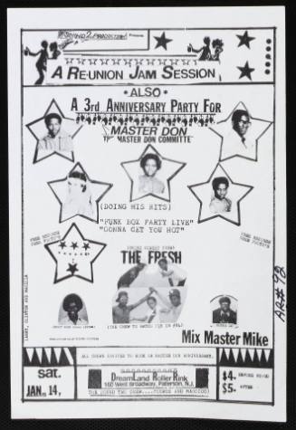 A Sound 2 Production Presents A Reunion Jam Session Also A 3rd Anniversary Party for Master Don, Dreamland Roller Rink, Paterson, NJ, January 14, 1984