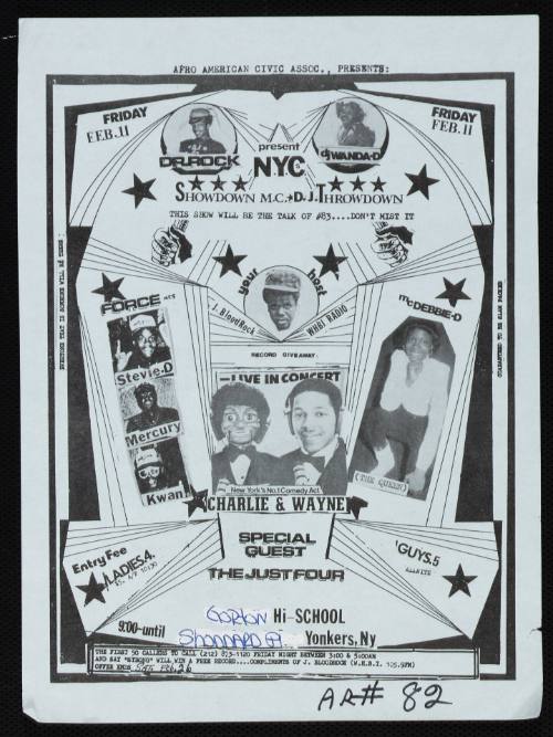 Afro American Civic Association Presents Dr. Rock, DJ Wanda D, Force MCs, Gorton High School, Yonkers, NY, February 11, 1983