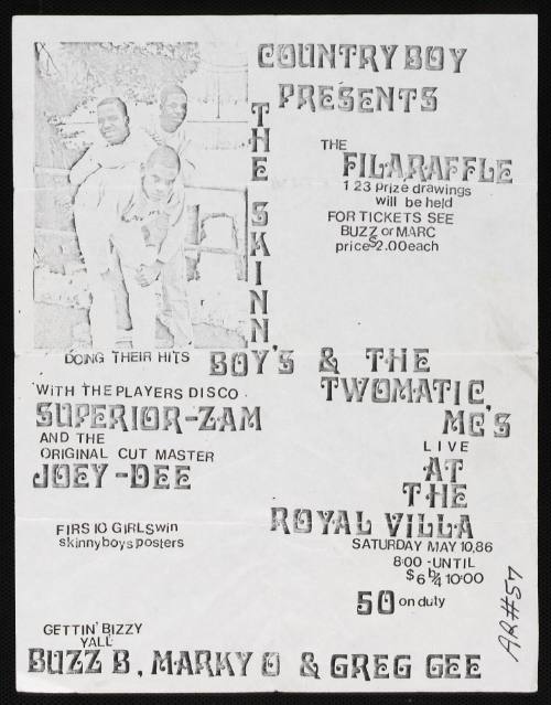 Country Boy Presents The Skinny Boys and the Twomatic MCs, The Royal Villa, New Haven, CT, May 10, 1986