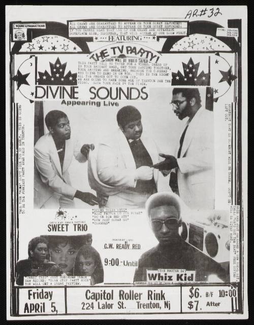 Sound 2 Productions Presents The TV Party Featuring Divine Sounds, Sweet Trio, Whiz Kid, Capitol Roller Rink, Trenton, NJ, April 5, 1985