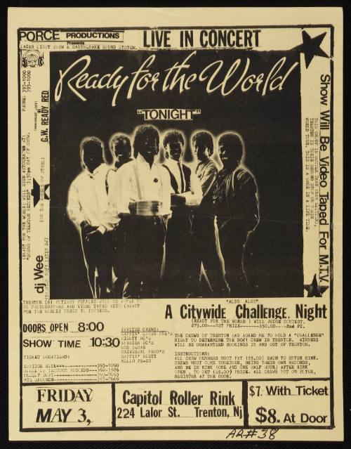 Porce [sic] Productions Presents, Ready for the World, Capitol Roller Rink, Trenton, NJ, May 3, 1985