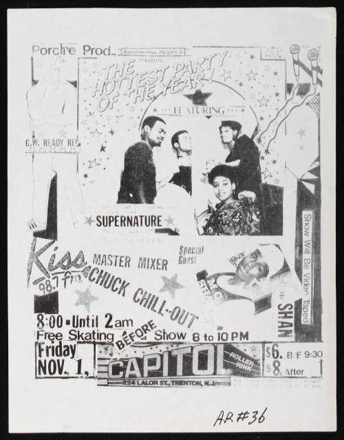 Sound Two Productions Presents The Hottest party of the Year Featuring Supernature, Chuck Chill-Out, MC Shan, Capitol Roller Rink, Trenton, NJ, November 1, 1985