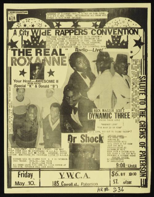 Sound 2 Productions Presents A City Wide Rappers Convention Featuring The Real Roxanne, Rock Master Shock, Dynamic Three, Dr. Shock, YWCA, Paterson, NJ, May 10, 1985