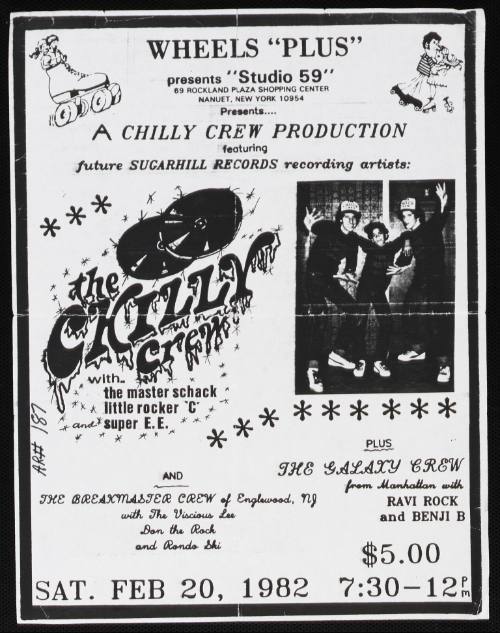 Wheels Plus Presents "Studio 59", Featuring The Chilly Crew, The Galaxy Crew, The Breakmaster Crew, Wheels Plus, Nanuet, NY, February 20, 1982