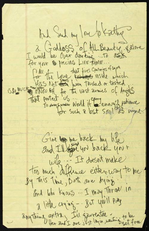 “And Send My Love to Kathy” Handwritten Poem by Jimi Hendrix to Catharina Koch, 1968
