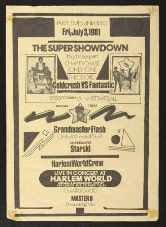 Cold Crush vs. Fantastic with Grandmaster Flash, Chief Rocker Starski, Harlem World Crew, at the Harlem World, New York, NY, July 3, 1981
