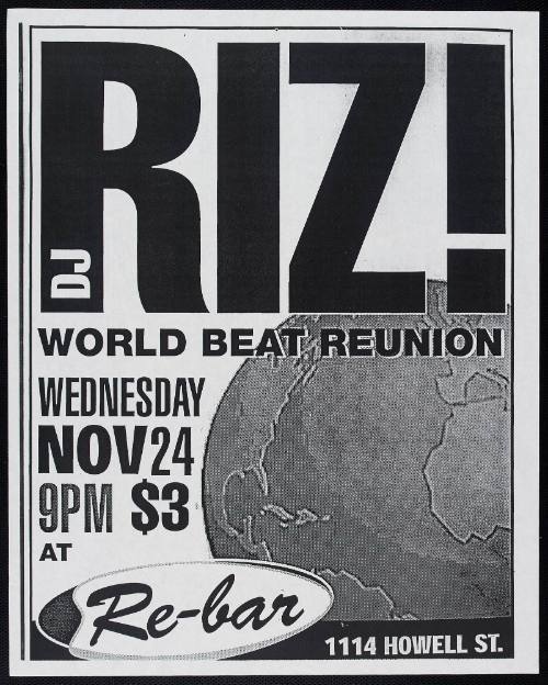 DJ Riz! World Beat Reunion at Re-Bar, Seattle, WA, November 24, 1999