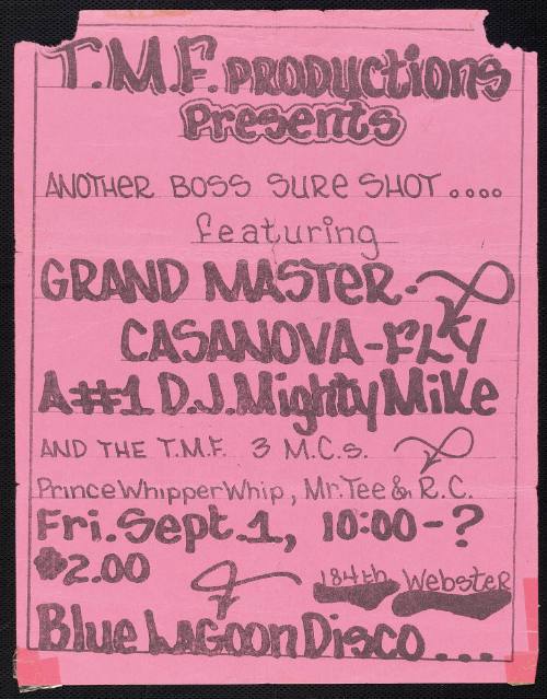T.M.F. Productions Presents Another Boss Sure Shot Featuring Grand Master Casnova Fly and A#1 D.J. Mighty Mike at Blue Lagoon Disco, Friday, September 1