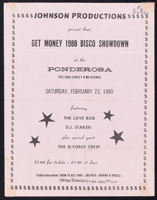 Johnson Productions present the Get Money 1980 Disco Showdown at the Ponderosa, Saturday, February 23, 1980