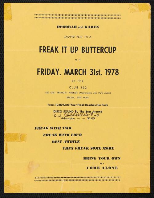 Deborah and Karen invite you to a Freak it Up Buttercup, Friday, March 31, 1978