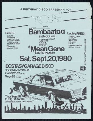 Bambaataa and DJ Mean Gene at Ecstasy Garage Disco, September 20, 1980
