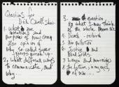 Potential Questions for The Dick Cavett Show Handwritten by Jimi Hendrix