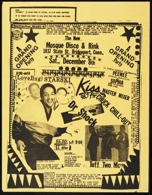 A Grand Opening Party for The New Mosque Disco & Rink, with Love Bug Starski, at Bridgeport, CT, December 8, 1984