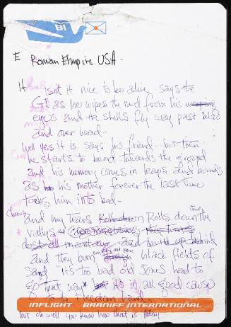 "Roman Empire USA" Handwritten Lyrics by Jimi Hendrix