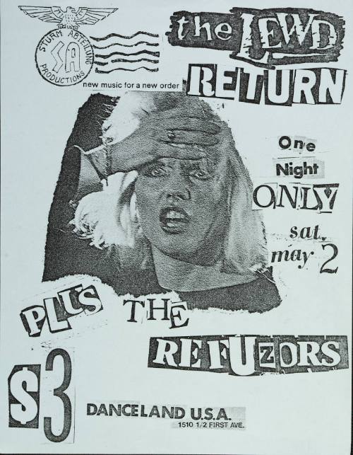 The Lewd, The Refuzors at Danceland USA in Seattle, WA. Saturday May 2, 1981