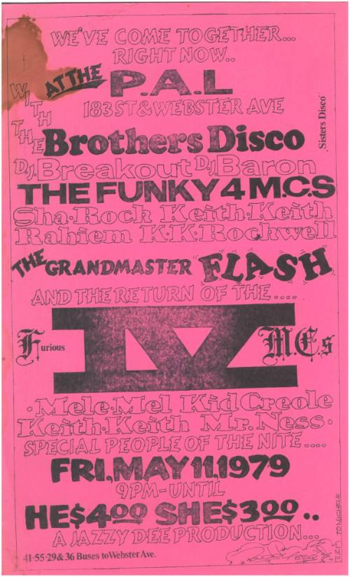 The Brothers Disco and The Grandmaster Flash and The Furious IV M.C.s, at the Webster P.A.L., New York, NY, May 11, 1979