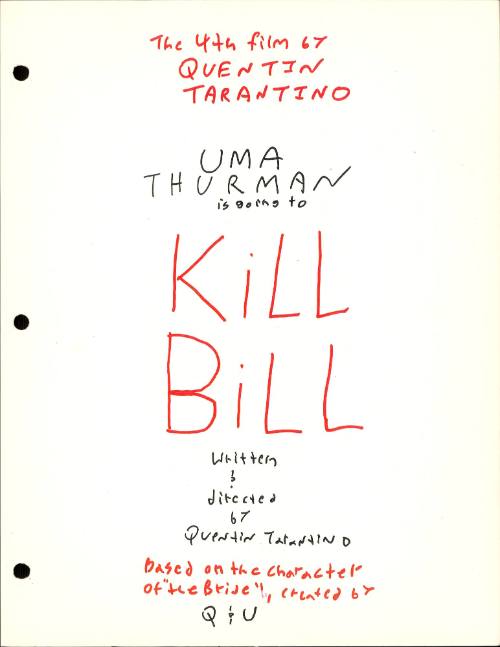 Kill Bill Binder with Filming Information and Script