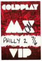 Coldplay MX "VIP" Pass Sticker at the Wells Fargo Center, Philadelphia, PA, July 06, 2012