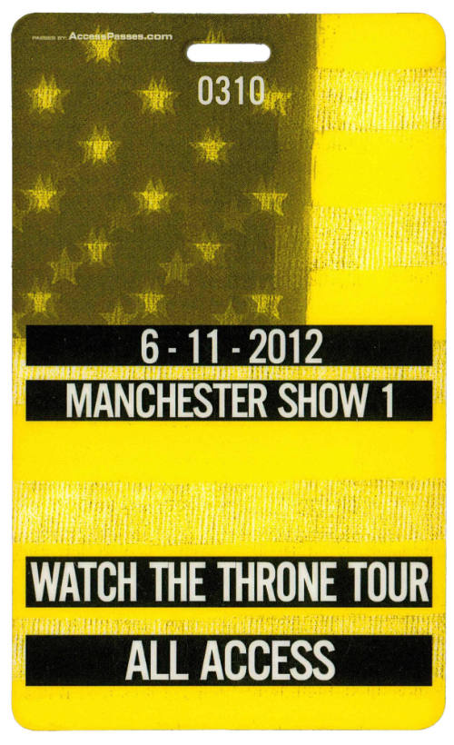 Manchester Show 1 Watch the Throne Tour "All Access" Pass, Manchester, England, June 11, 2012